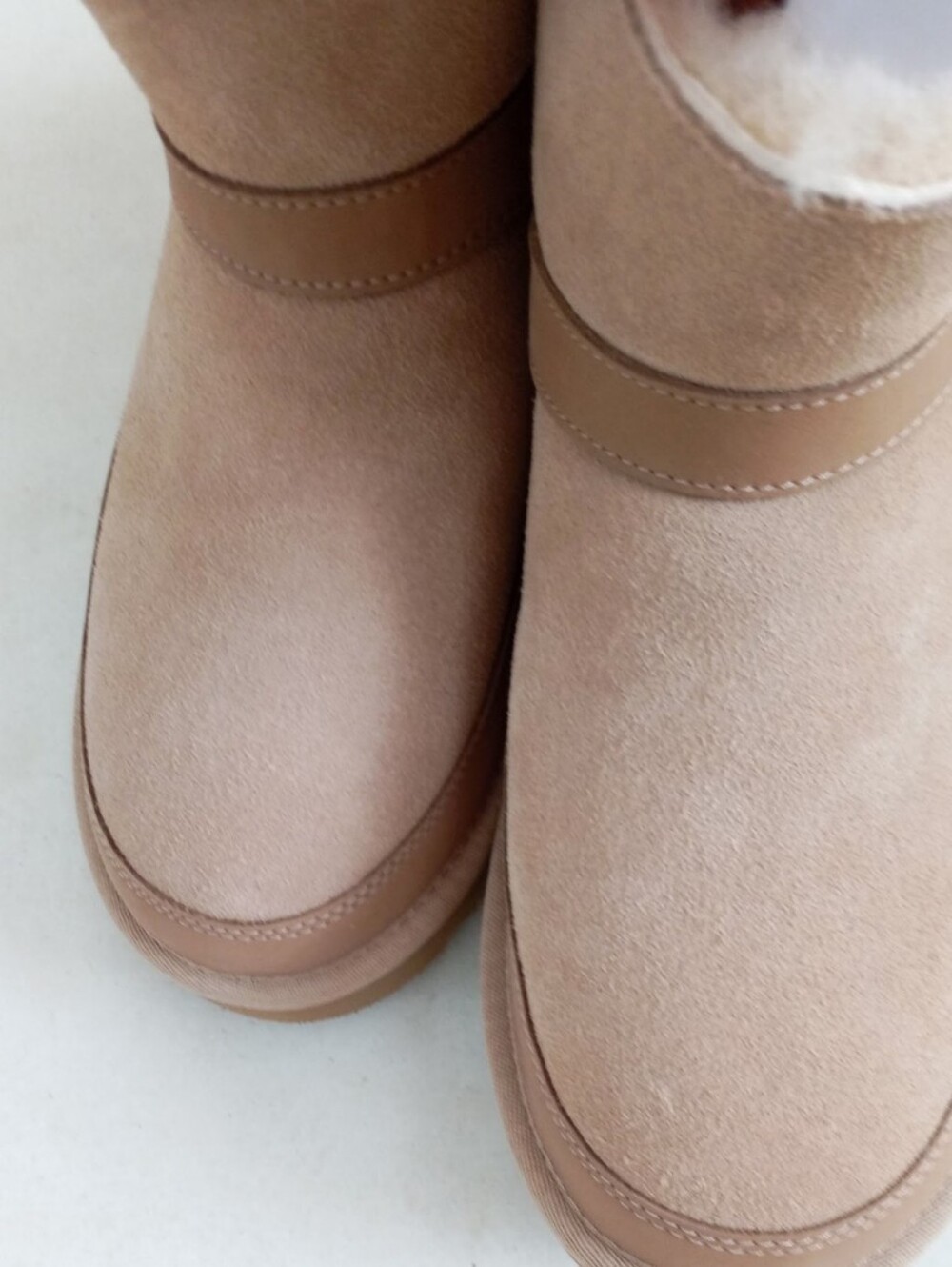 UGG Classic Mini Bellina belted tan shearling lined boots - Picture 12 of 13